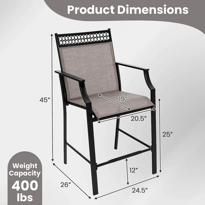Tabourets de bar en tissu rouge/bleu/café (lot de 2) avec repose-pieds et accoudoirs