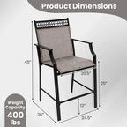 Tabourets de bar en tissu rouge/bleu/café (lot de 2) avec repose-pieds et accoudoirs