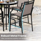 Tabourets de bar en tissu rouge/bleu/café (lot de 2) avec repose-pieds et accoudoirs