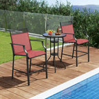 Tabourets de bar en tissu rouge/bleu/café (lot de 2) avec repose-pieds et accoudoirs