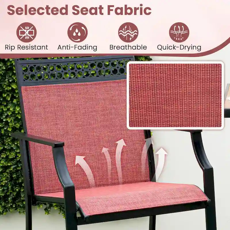Tabourets de bar en tissu rouge/bleu/café (lot de 2) avec repose-pieds et accoudoirs