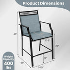 Tabourets de bar en tissu rouge/bleu/café (lot de 2) avec repose-pieds et accoudoirs