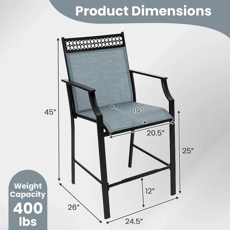 Tabourets de bar en tissu rouge/bleu/café (lot de 2) avec repose-pieds et accoudoirs