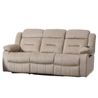 Canapé inclinable manuel en velours beige, 3 places, 211 cm