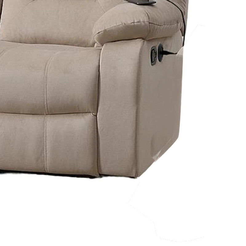 Canapé inclinable manuel en velours beige, 3 places, 211 cm