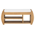 Banc de rangement pour chaussures rembourré avec côtés incurvés, pour 1 personne – Noir / Bleu marine vieilli / Naturel / Espresso / Blanc vieilli