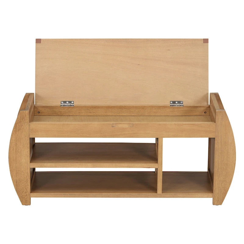 Banc de rangement pour chaussures rembourré avec côtés incurvés, pour 1 personne – Noir / Bleu marine vieilli / Naturel / Espresso / Blanc vieilli