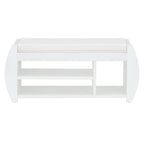 Banc de rangement pour chaussures rembourré avec côtés incurvés, pour 1 personne – Noir / Bleu marine vieilli / Naturel / Espresso / Blanc vieilli