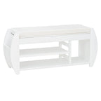Banc de rangement pour chaussures rembourré avec côtés incurvés, pour 1 personne – Noir / Bleu marine vieilli / Naturel / Espresso / Blanc vieilli