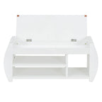 Banc de rangement pour chaussures rembourré avec côtés incurvés, pour 1 personne – Noir / Bleu marine vieilli / Naturel / Espresso / Blanc vieilli