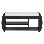Banc de rangement pour chaussures rembourré avec côtés incurvés, pour 1 personne – Noir / Bleu marine vieilli / Naturel / Espresso / Blanc vieilli