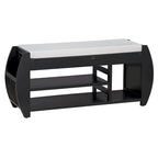 Banc de rangement pour chaussures rembourré avec côtés incurvés, pour 1 personne – Noir / Bleu marine vieilli / Naturel / Espresso / Blanc vieilli