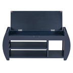 Banc de rangement pour chaussures rembourré avec côtés incurvés, pour 1 personne – Noir / Bleu marine vieilli / Naturel / Espresso / Blanc vieilli