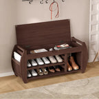 Banc de rangement pour chaussures rembourré avec côtés incurvés, pour 1 personne – Noir / Bleu marine vieilli / Naturel / Espresso / Blanc vieilli