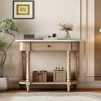 Table console étroite avec tiroir et étagère ouverte Gris / Blanc / Beige+Blanc / Bleu marine