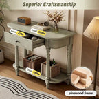 Table console étroite avec tiroir et étagère ouverte Gris / Blanc / Beige+Blanc / Bleu marine