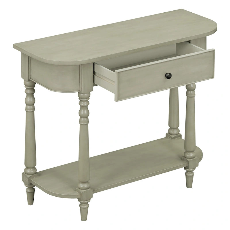 Table console étroite avec tiroir et étagère ouverte Gris / Blanc / Beige+Blanc / Bleu marine