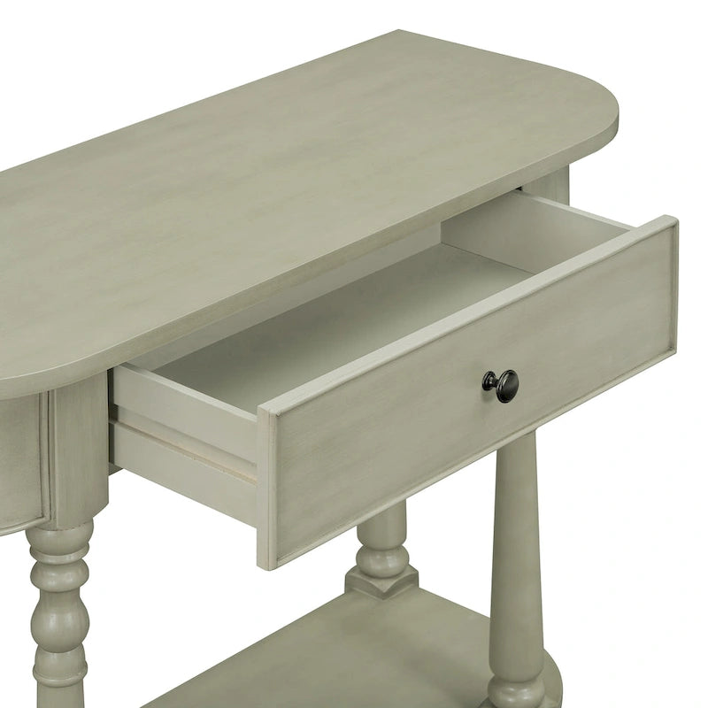 Table console étroite avec tiroir et étagère ouverte Gris / Blanc / Beige+Blanc / Bleu marine