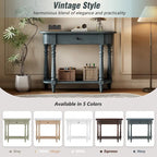Table console étroite avec tiroir et étagère ouverte Gris / Blanc / Beige+Blanc / Bleu marine