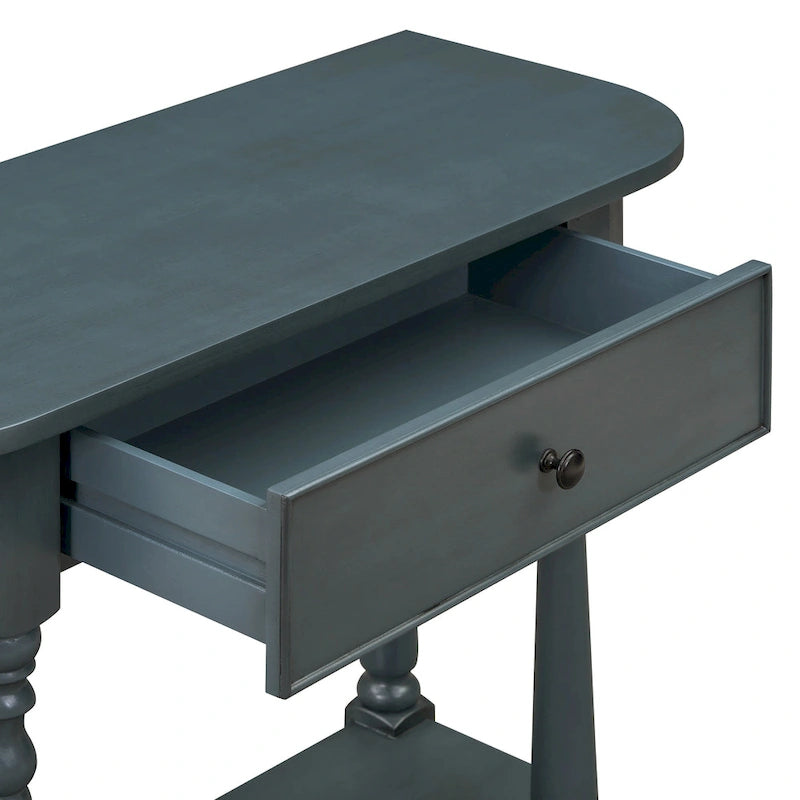 Table console étroite avec tiroir et étagère ouverte Gris / Blanc / Beige+Blanc / Bleu marine