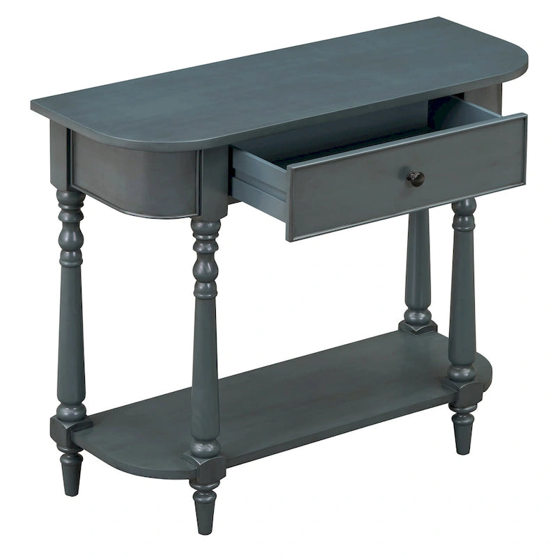 Table console étroite avec tiroir et étagère ouverte Gris / Blanc / Beige+Blanc / Bleu marine