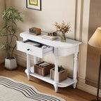 Table console étroite avec tiroir et étagère ouverte Gris / Blanc / Beige+Blanc / Bleu marine