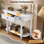 Table console étroite avec tiroir et étagère ouverte Gris / Blanc / Beige+Blanc / Bleu marine