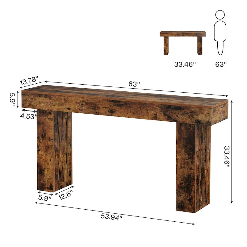 Console rustique, 160 cm, utilisation par 1 personne