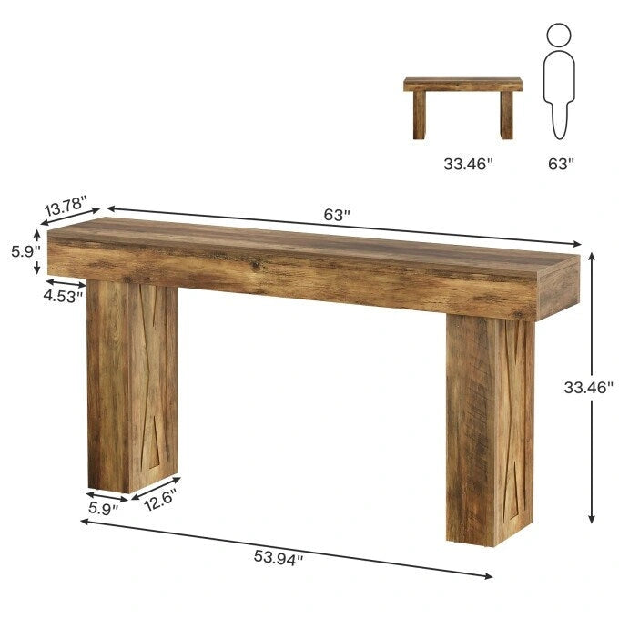 Console rustique, 160 cm, utilisation par 1 personne
