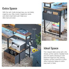 Bureau d'angle en L avec bande LED et prise de courant – Noir / Marron Rustique / Chêne Gris / Blanc, 1 personne