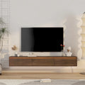 Meuble TV flottant en bois avec lumières LED et rangement – 1 unité