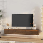 Meuble TV flottant en bois avec lumières LED et rangement – 1 unité