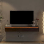 Meuble TV flottant en bois avec lumières LED et rangement – 1 unité