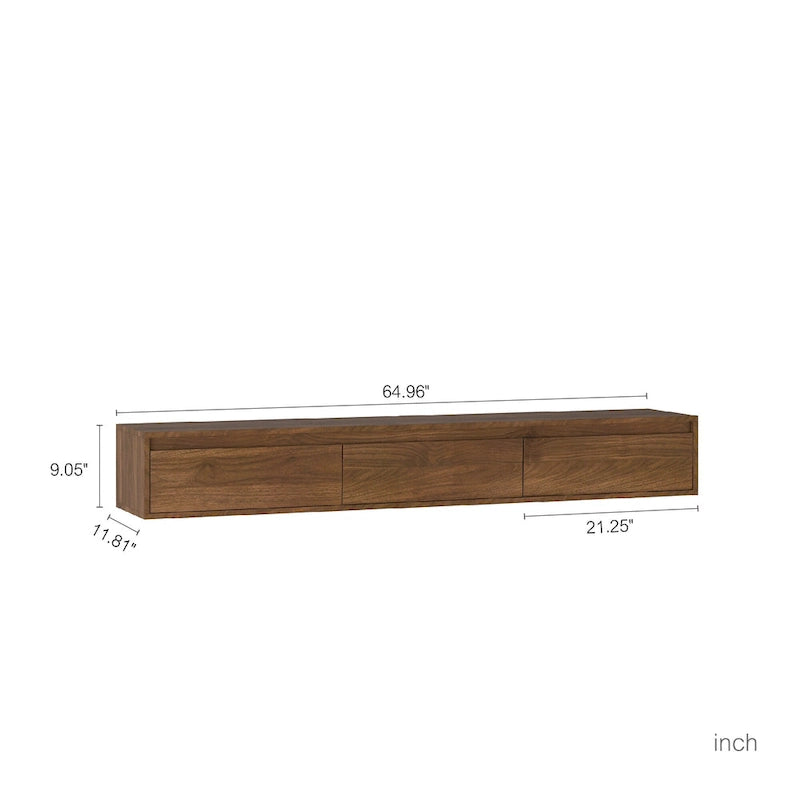Meuble TV flottant en bois avec lumières LED et rangement – 1 unité