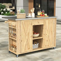 Îlot de cuisine extérieur - Naturel / Gris / Noir, Bois + Acier inoxydable, 1 personne