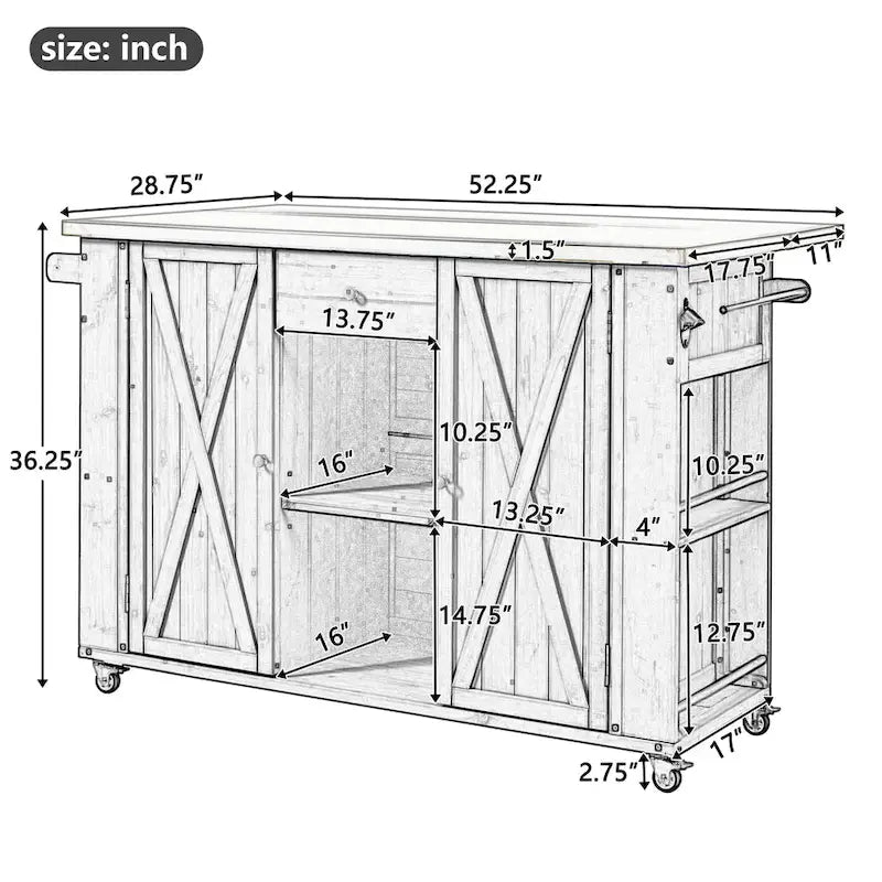 Îlot de cuisine extérieur - Naturel / Gris / Noir, Bois + Acier inoxydable, 1 personne