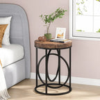 Table d'appoint ronde, blanc/doré et marron/noir, cadre métallique, 1 ou 2 pièces