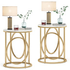 Table d'appoint ronde, blanc/doré et marron/noir, cadre métallique, 1 ou 2 pièces