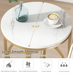 Table d'appoint ronde, blanc/doré et marron/noir, cadre métallique, 1 ou 2 pièces