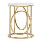 Table d'appoint ronde, blanc/doré et marron/noir, cadre métallique, 1 ou 2 pièces