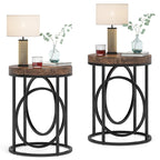 Table d'appoint ronde, blanc/doré et marron/noir, cadre métallique, 1 ou 2 pièces