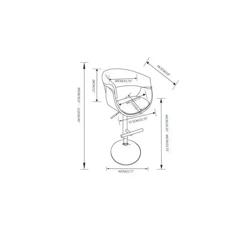 Tabouret de bar réglable pivotant WyndenHall Caylor Blanc : Cuir synthétique ovale, pieds en acier, dossier rembourré en mousse