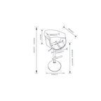 Tabouret de bar réglable pivotant WyndenHall Caylor Blanc : Cuir synthétique ovale, pieds en acier, dossier rembourré en mousse