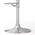 Tabouret de bar réglable pivotant WyndenHall Caylor Blanc : Cuir synthétique ovale, pieds en acier, dossier rembourré en mousse