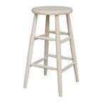 30" Scooped Seat Counter Height Barstool Unfinished - International Concepts: Solid Wood, Round, Backless