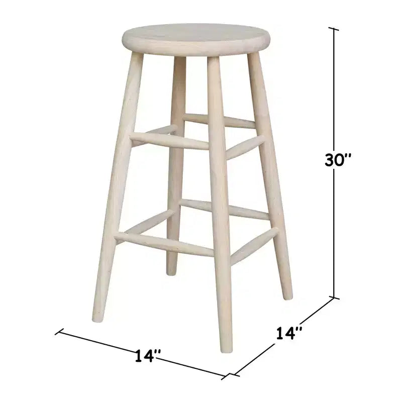 Tabouret de bar à hauteur de comptoir avec assise incurvée de 76 cm non fini – International Concepts : Bois massif, rond, sans dossier