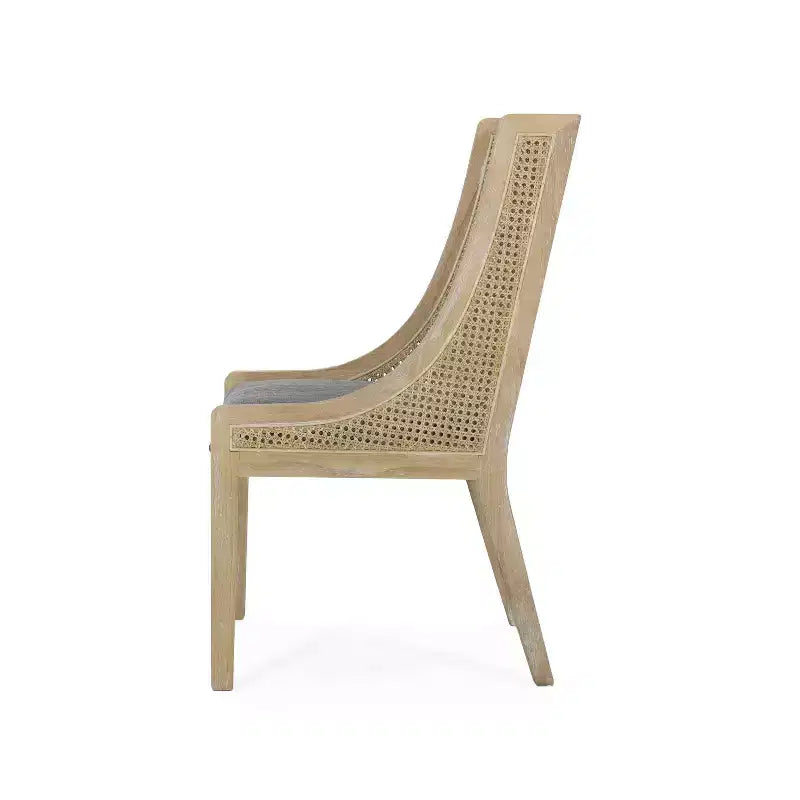 Christopher Knight Home Ensemble de 2 chaises de salle à manger rembourrées en canne et bois Maurers Anthracite/Naturel