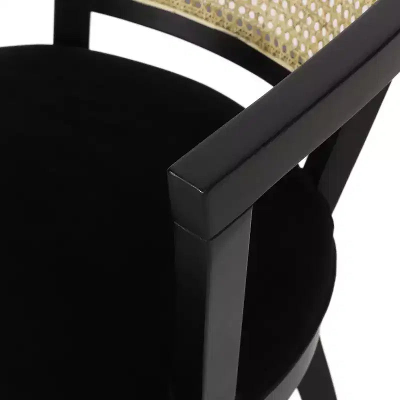 Christopher Knight Home Lot de 2 Chaises de Salle à Manger Rembourrées en Velours et Rotin "Currant" Marron Naturel/Noir