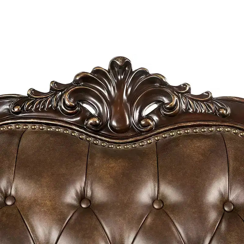 MAISONS : Intérieur + Extérieur Frazer Canapé 229,2 cm Traditionnel avec Clous Décoratifs Marron