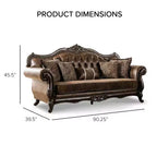 MAISONS : Intérieur + Extérieur Frazer Canapé 229,2 cm Traditionnel avec Clous Décoratifs Marron